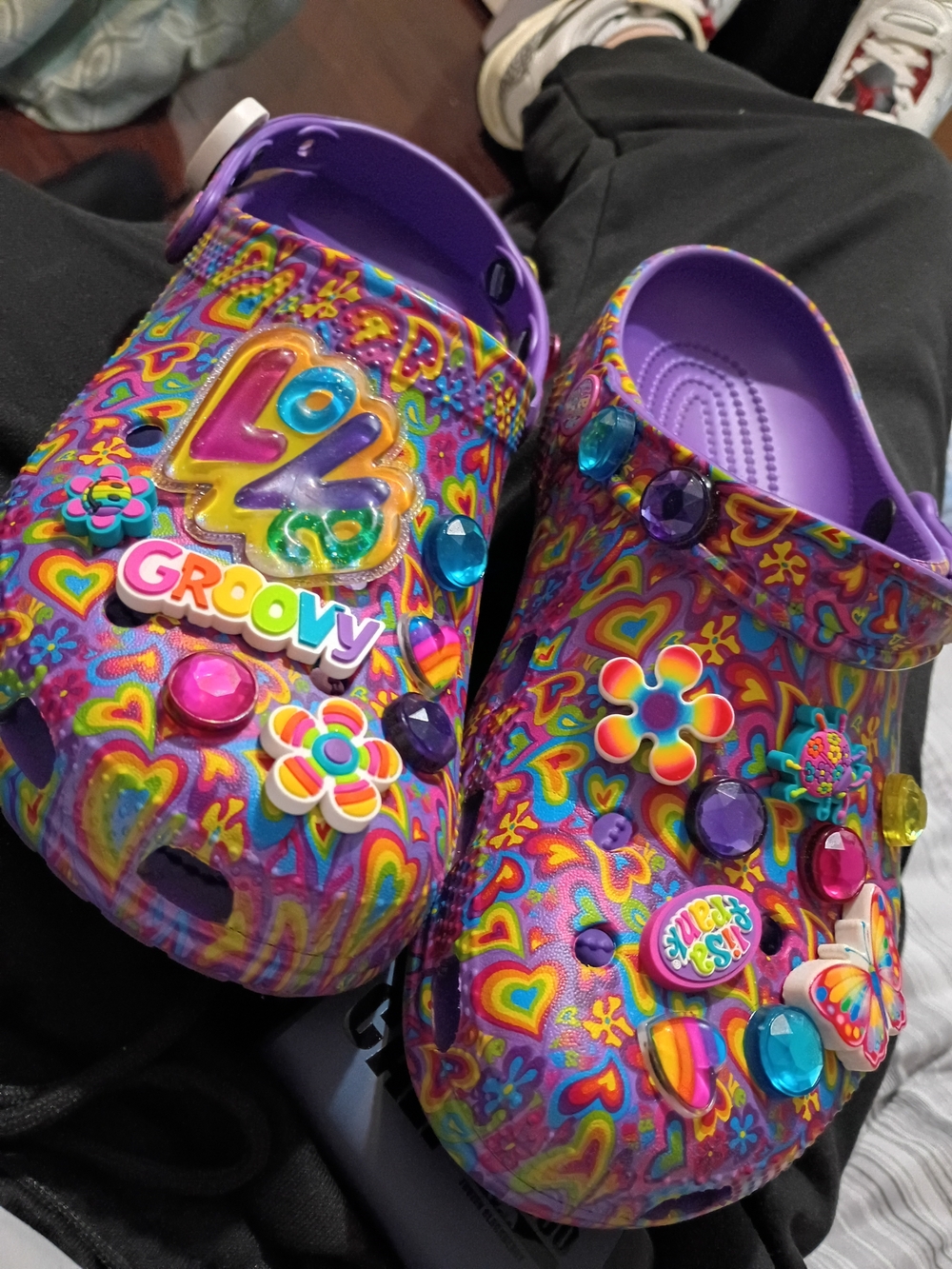 Lisa Frank Crocs Rare Shoes with Rainbow Heart Print